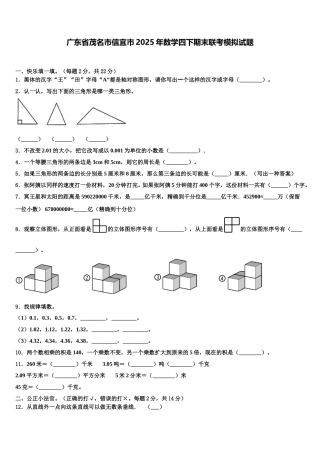 广东省茂名市信宜市2025年数学四下期末联考模拟试题含解析