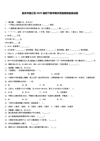 韶关市曲江区2025届四下数学期末质量跟踪监视试题含解析