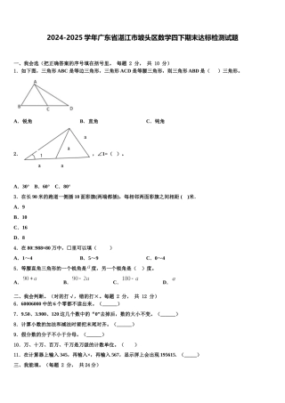 2024-2025学年广东省湛江市坡头区数学四下期末达标检测试题含解析