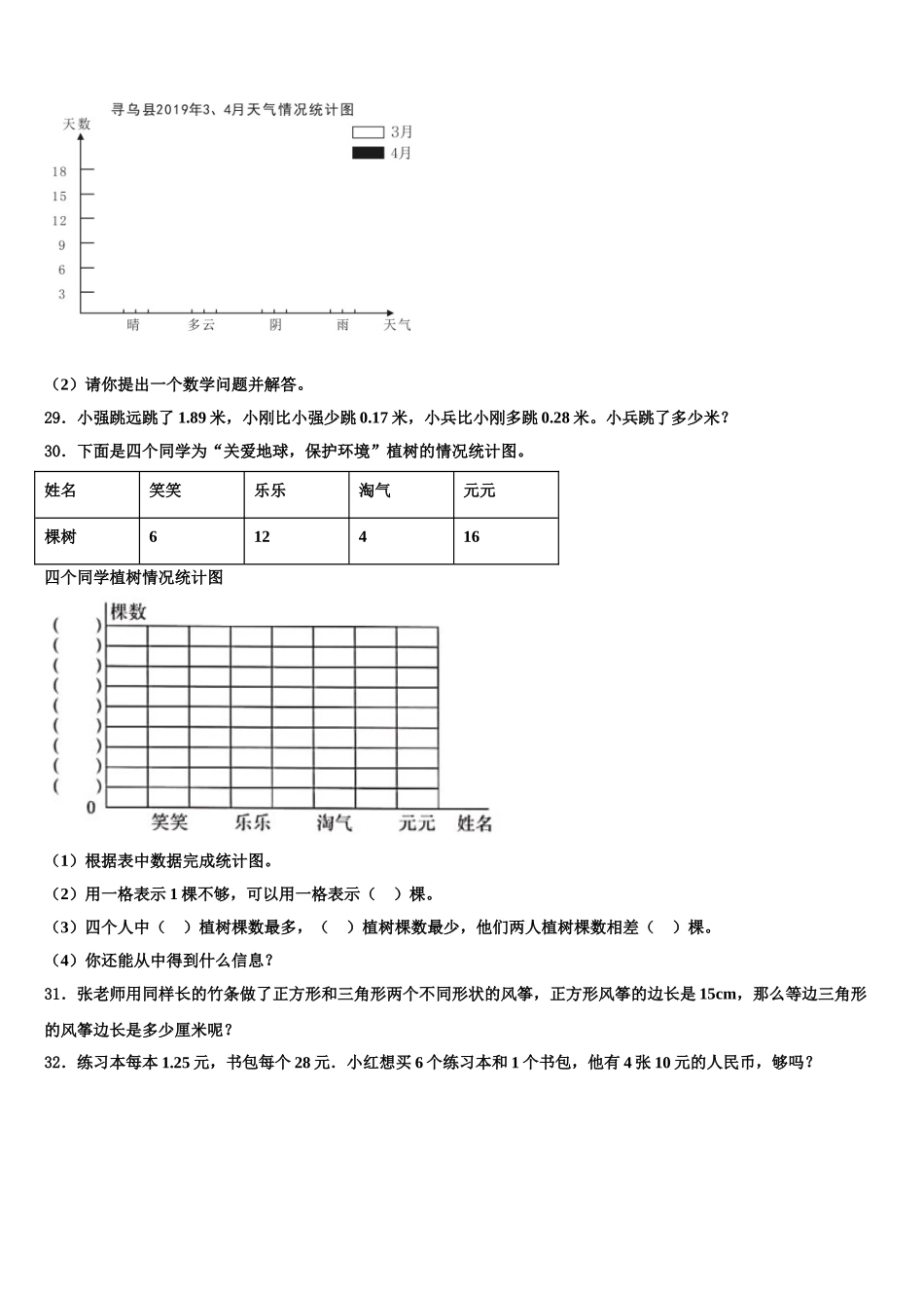 2024-2025学年黑龙江省绥化市绥棱县数学四下期末质量跟踪监视试题含解析_第3页