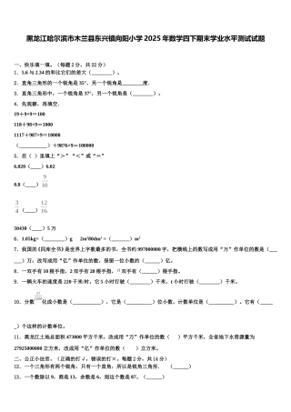 黑龙江哈尔滨市木兰县东兴镇向阳小学2025年数学四下期末学业水平测试试题含解析
