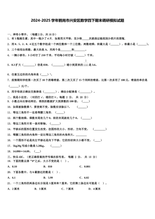 2024-2025学年鹤岗市兴安区数学四下期末调研模拟试题含解析