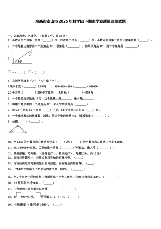 鸡西市密山市2025年数学四下期末学业质量监测试题含解析