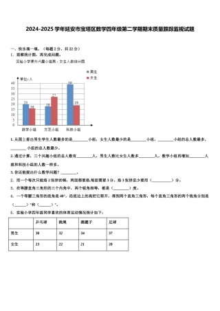 2024-2025学年延安市宝塔区数学四年级第二学期期末质量跟踪监视试题含解析