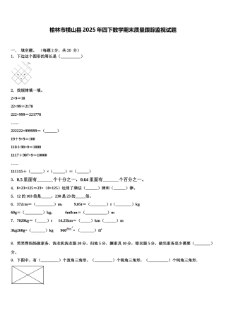 榆林市横山县2025年四下数学期末质量跟踪监视试题含解析