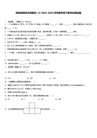 陕西省西安市高新区一小2024-2025学年数学四下期末经典试题含解析