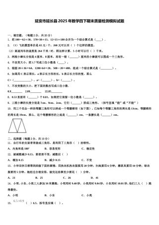 延安市延长县2025年数学四下期末质量检测模拟试题含解析
