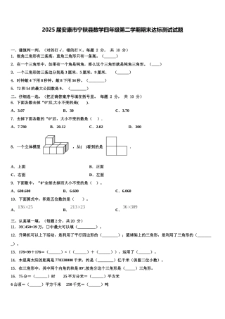 2025届安康市宁陕县数学四年级第二学期期末达标测试试题含解析