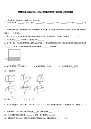 榆林市清涧县2024-2025学年数学四下期末复习检测试题含解析