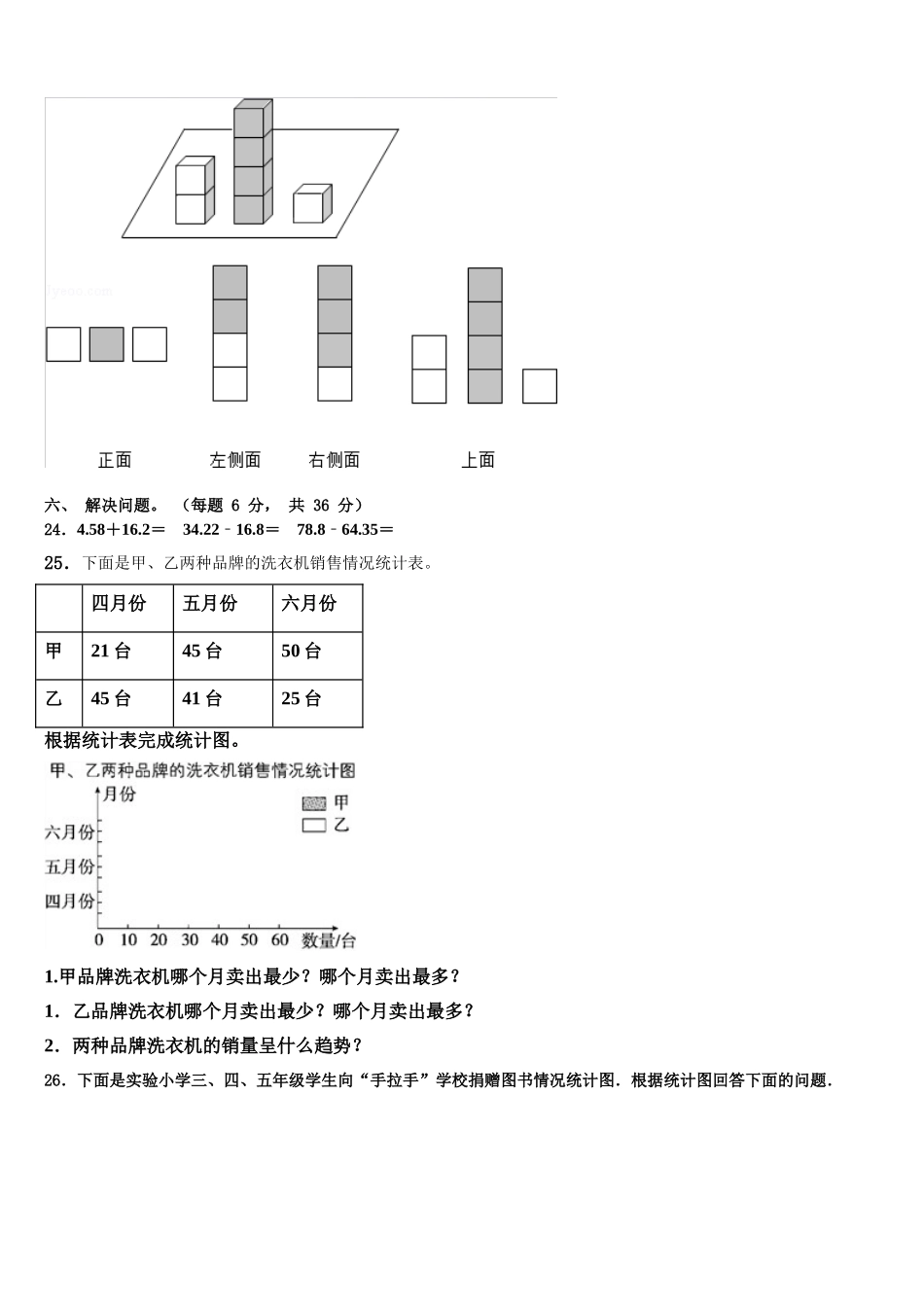浙江省丽水市青田县2024-2025学年数学四下期末复习检测试题含解析_第3页