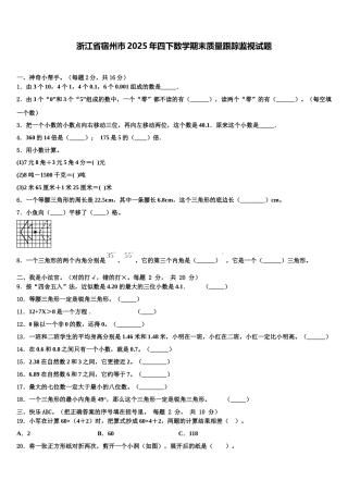 浙江省宿州市2025年四下数学期末质量跟踪监视试题含解析