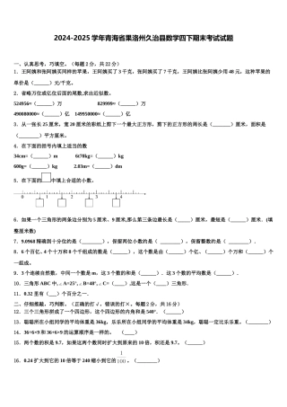 2024-2025学年青海省果洛州久治县数学四下期末考试试题含解析