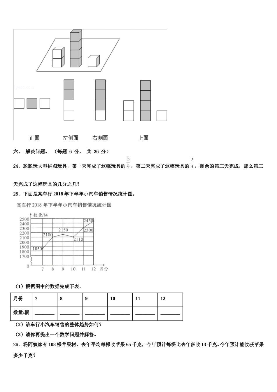2024-2025学年果洛藏族自治州甘德县四下数学期末联考试题含解析_第3页