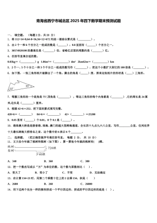 青海省西宁市城北区2025年四下数学期末预测试题含解析