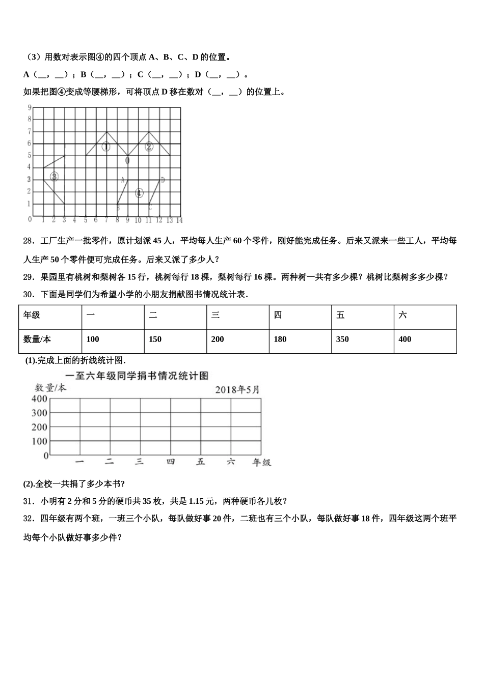 2024-2025学年新疆伊犁哈萨克自治州、哈密地区、塔城地区、阿勒泰地区、昌吉回族自治州数学四年级第二学期期末监测试题含解析_第3页