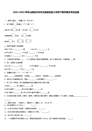 2024-2025学年山西省沂州市五寨县实验小学四下数学期末考试试题含解析