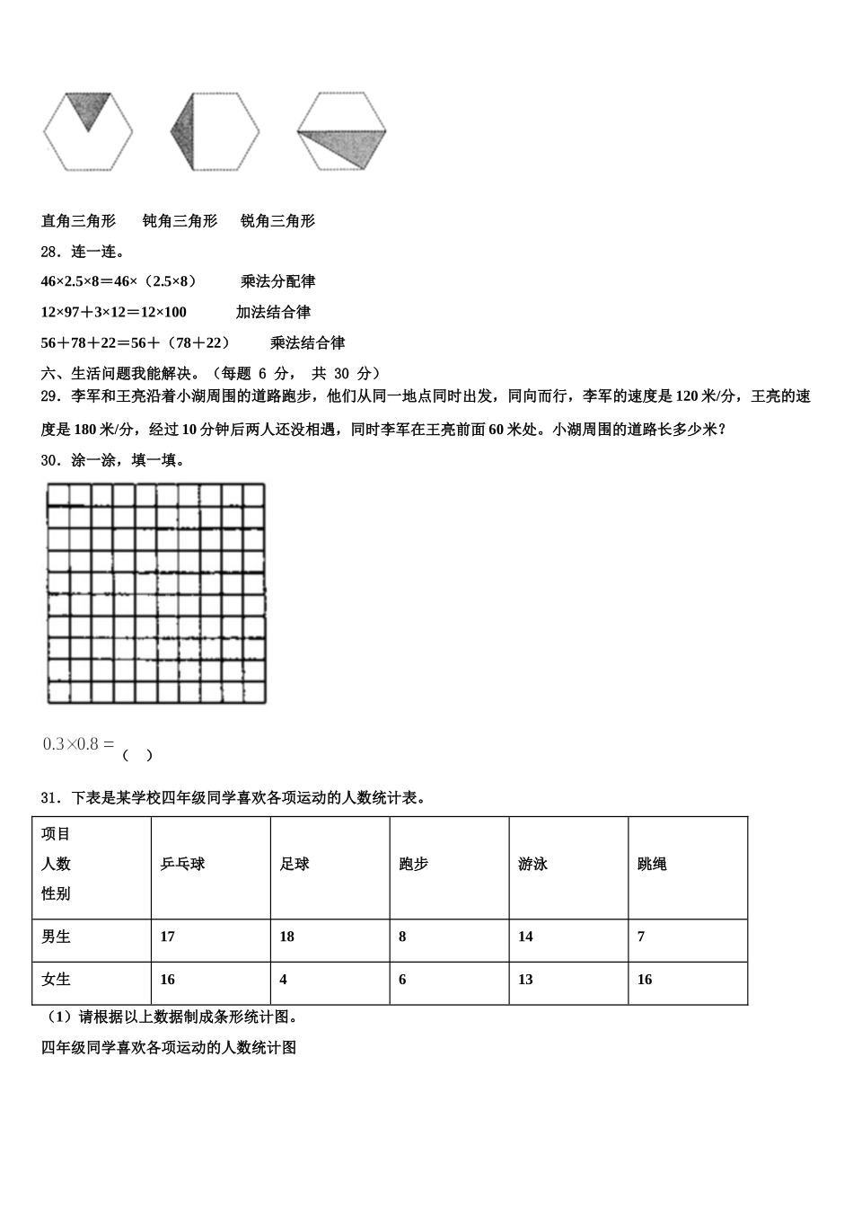 2025届长治市长子县数学四年级第二学期期末达标检测模拟试题含解析_第3页