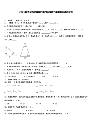 2025届晋城市阳城县数学四年级第二学期期末监测试题含解析