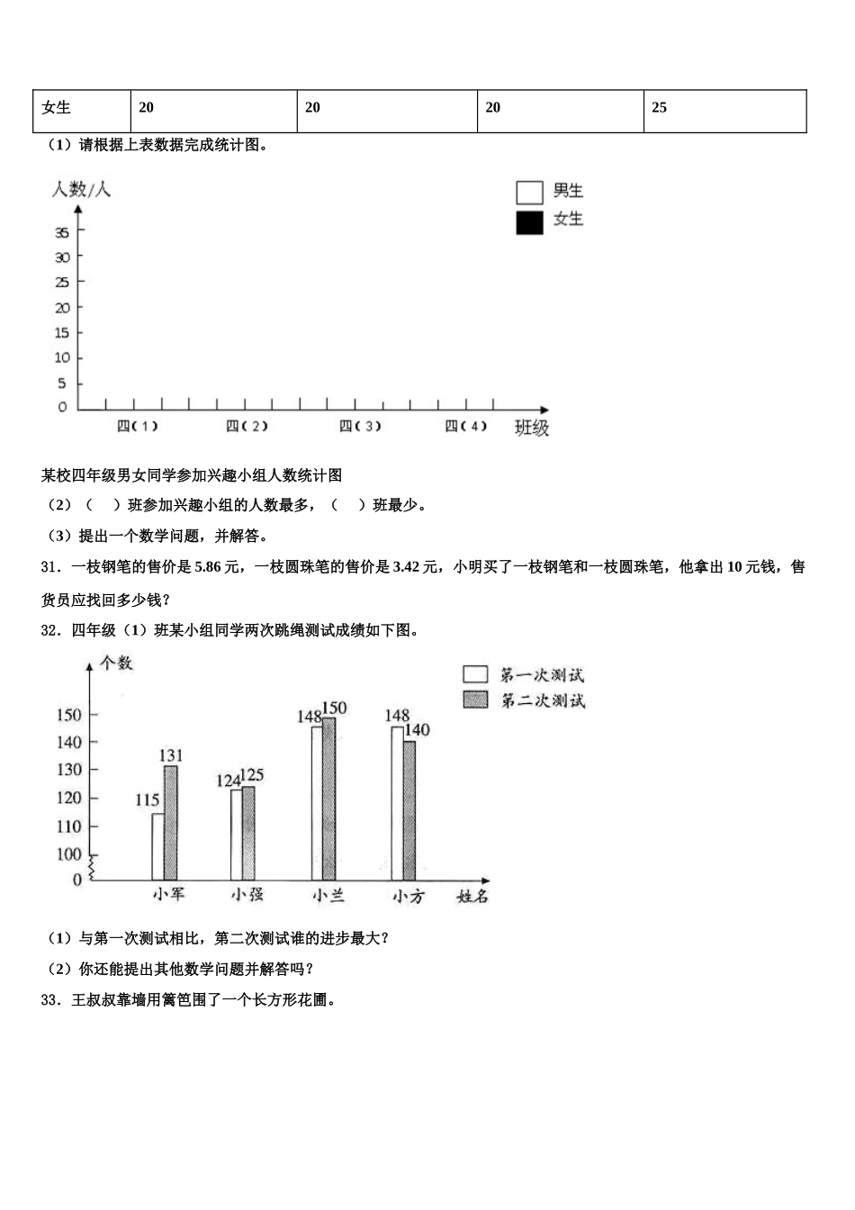 2025年山西省大同市左云县数学四下期末学业质量监测试题含解析_第3页