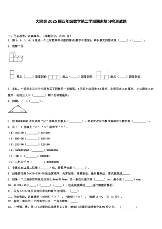 大同县2025届四年级数学第二学期期末复习检测试题含解析