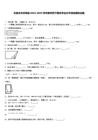 石家庄市灵寿县2024-2025学年数学四下期末学业水平测试模拟试题含解析