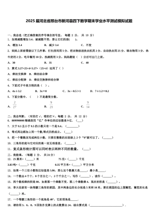 2025届河北省邢台市新河县四下数学期末学业水平测试模拟试题含解析
