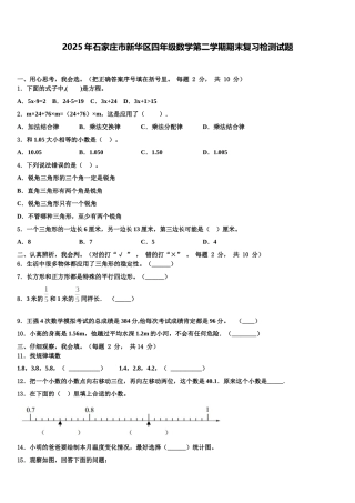 2025年石家庄市新华区四年级数学第二学期期末复习检测试题含解析