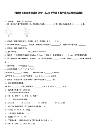 河北省石家庄市栾城区2024-2025学年四下数学期末达标测试试题含解析