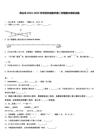 邢台市2024-2025学年四年级数学第二学期期末调研试题含解析