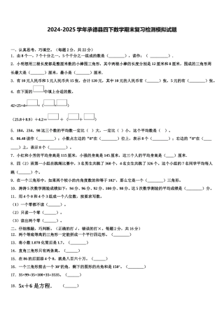2024-2025学年承德县四下数学期末复习检测模拟试题含解析