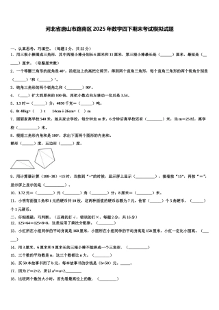 河北省唐山市路南区2025年数学四下期末考试模拟试题含解析