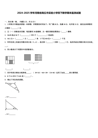 2024-2025学年河南省商丘市实验小学四下数学期末监测试题含解析