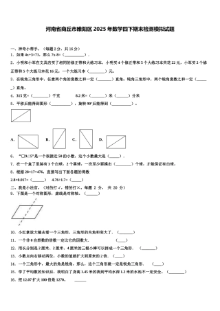 河南省商丘市睢阳区2025年数学四下期末检测模拟试题含解析