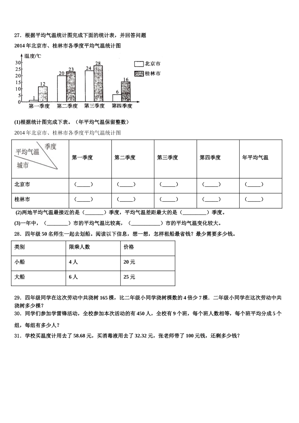 平顶山市2025年数学四年级第二学期期末调研模拟试题含解析_第3页