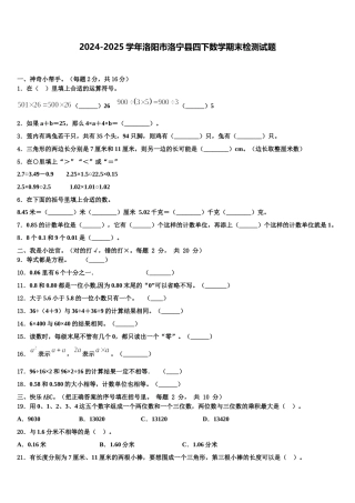 2024-2025学年洛阳市洛宁县四下数学期末检测试题含解析