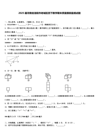 2025届河南省洛阳市老城区四下数学期末质量跟踪监视试题含解析