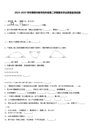2024-2025学年舞钢市数学四年级第二学期期末学业质量监测试题含解析