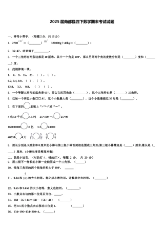 2025届商都县四下数学期末考试试题含解析