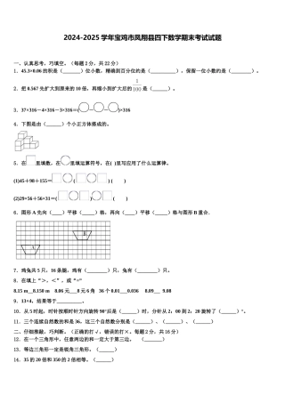 2024-2025学年宝鸡市凤翔县四下数学期末考试试题含解析