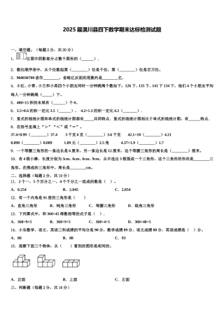 2025届潢川县四下数学期末达标检测试题含解析