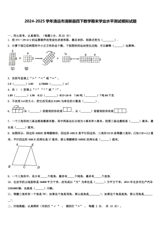 2024-2025学年清远市清新县四下数学期末学业水平测试模拟试题含解析