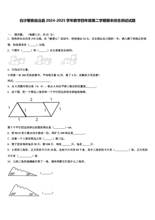 白沙黎族自治县2024-2025学年数学四年级第二学期期末综合测试试题含解析
