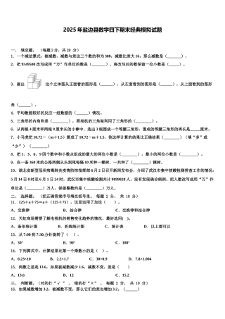 2025年盐边县数学四下期末经典模拟试题含解析