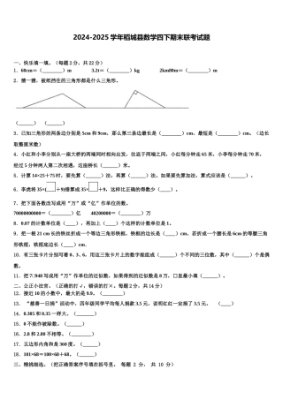 2024-2025学年稻城县数学四下期末联考试题含解析