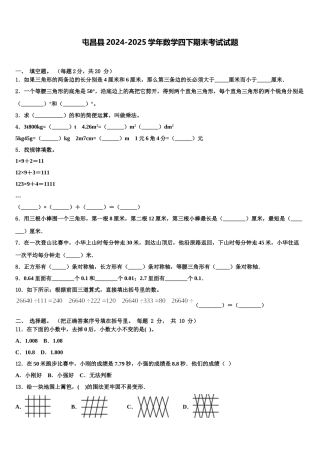 屯昌县2024-2025学年数学四下期末考试试题含解析