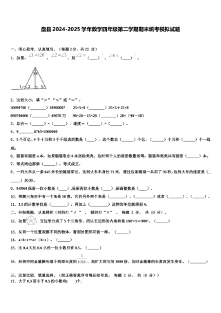 盘县2024-2025学年数学四年级第二学期期末统考模拟试题含解析