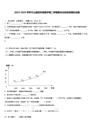 2024-2025学年竹山县四年级数学第二学期期末达标检测模拟试题含解析
