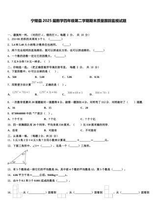 宁陵县2025届数学四年级第二学期期末质量跟踪监视试题含解析