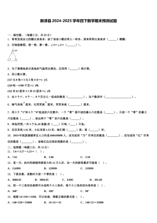 新津县2024-2025学年四下数学期末预测试题含解析