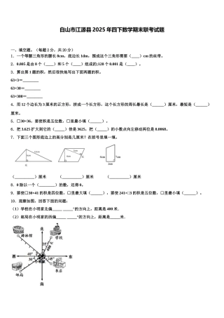 白山市江源县2025年四下数学期末联考试题含解析